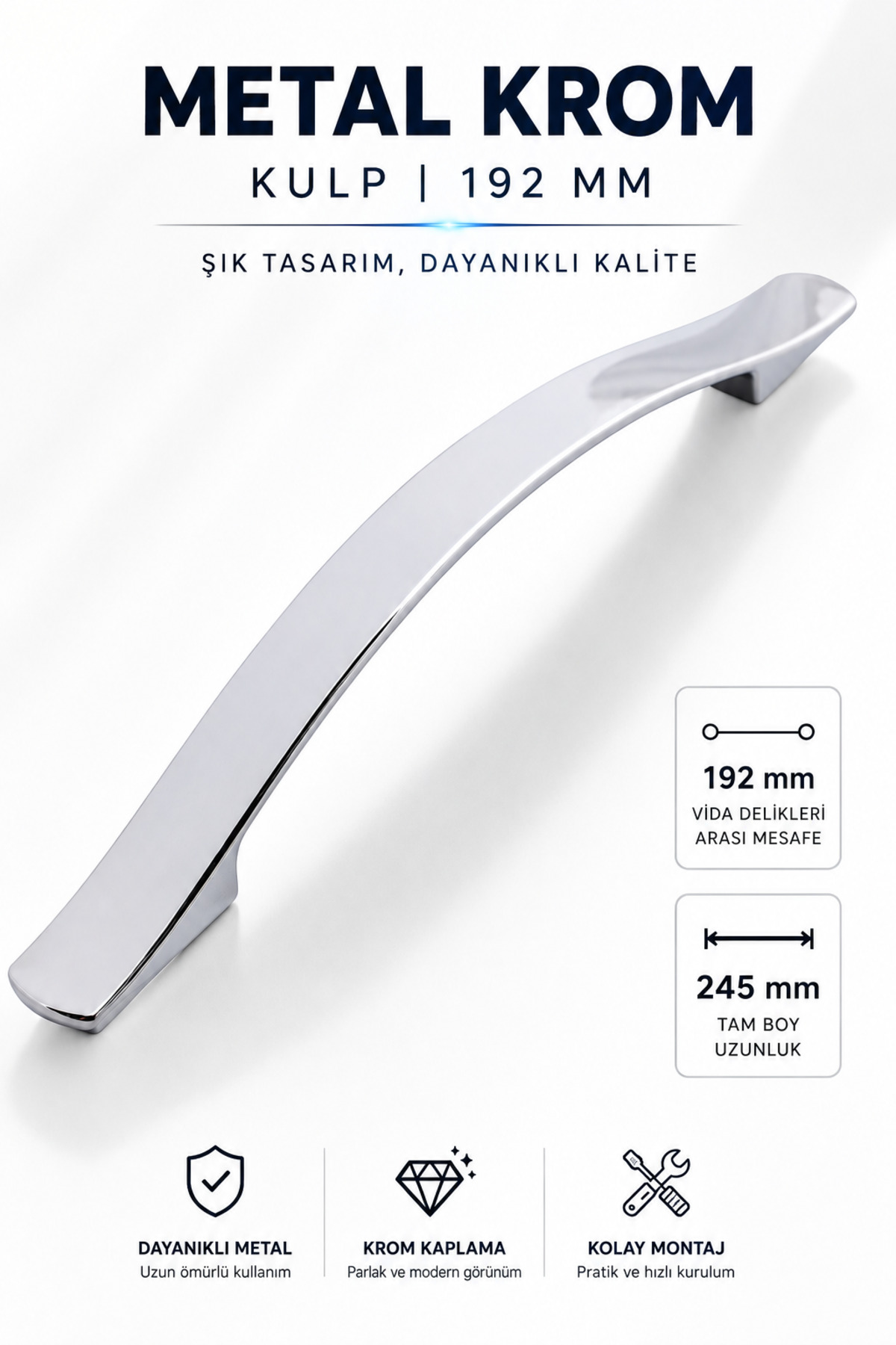 Metal Handle Furniture Kitchen Cabinet Drawer Cabinet Door Handle Handle Handle 192 mm Chrome