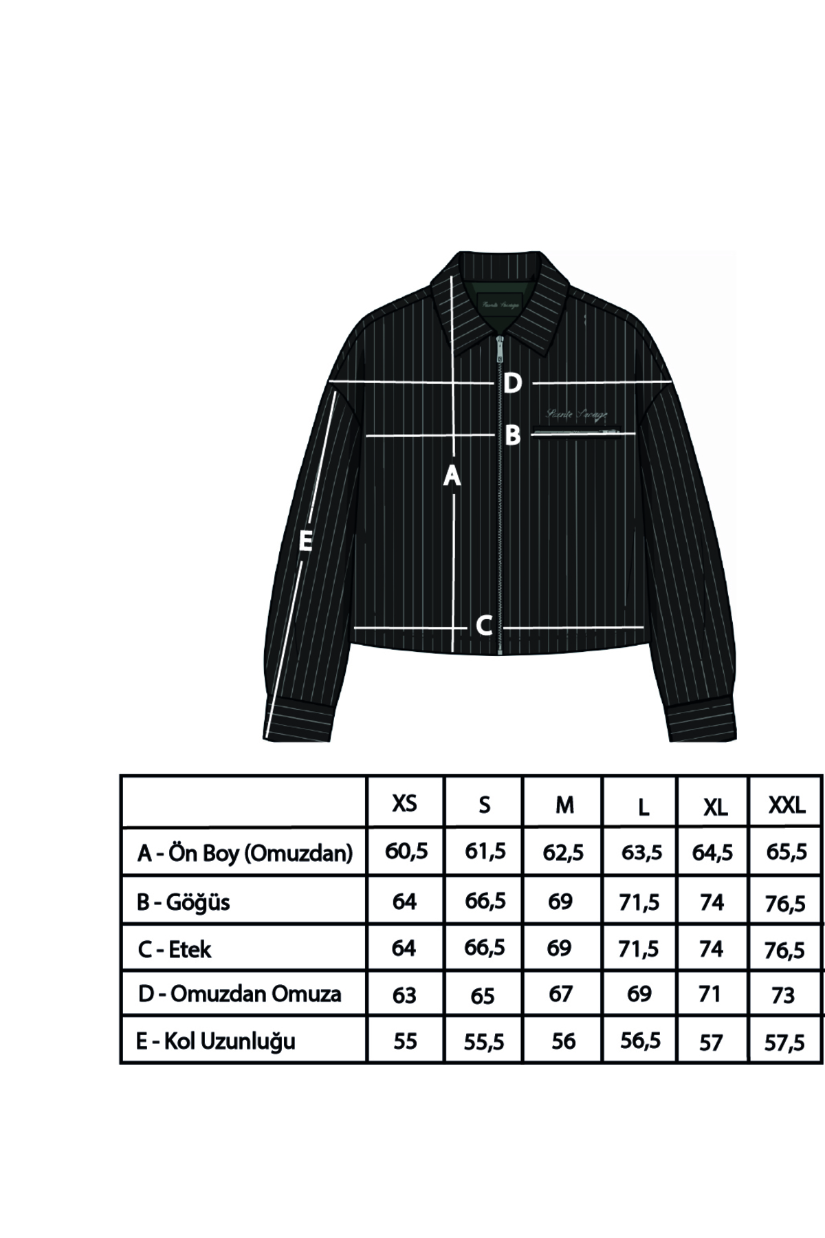 Sainte Savage Unisex Siyah Çizgili Fermuarlı Cepli Nakışlı Oversize Crop Ceket Teenage Fever Stripe görsel 6