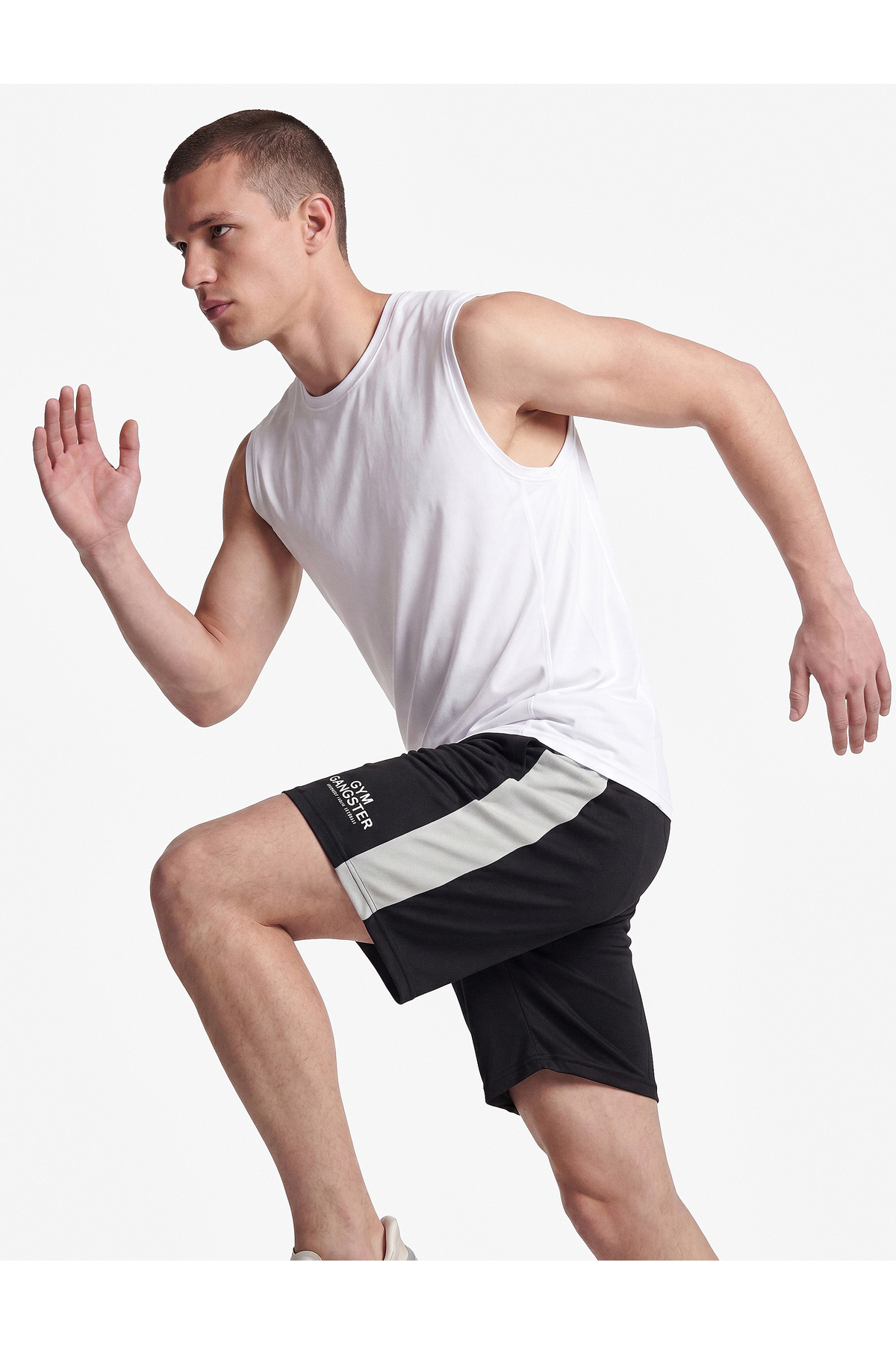 Straight Fit Renk Bloklu Cepli Baskılı Beli Bağcıklı Spor Şort