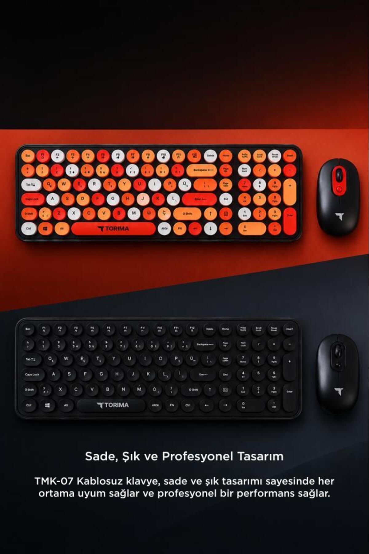 Torima Kablosuz Q Klavye Mouse Seti Retro Daktilo Görünümlü TMK07