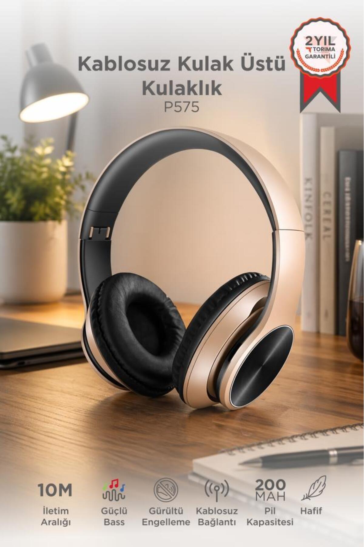 Torima Bluetooth Kulaklık Kulak Üstü Kablosuz Kulaklık P575 Altın