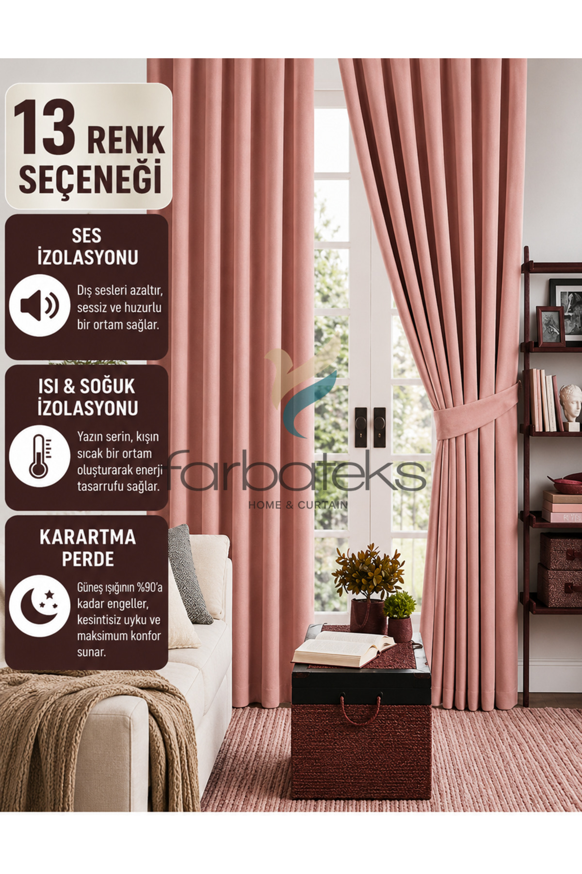 Powder Rose Dry Pink Color Thick Sunshade Blackout Blackout Background Curtain Straight Planting