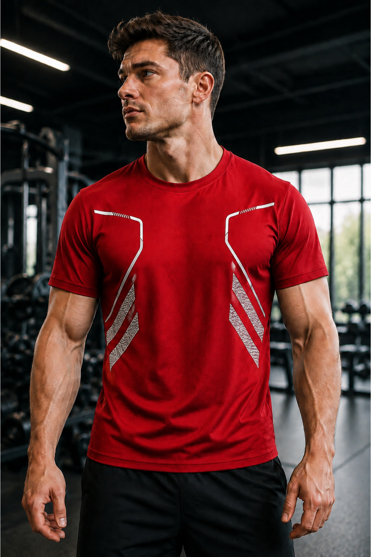 . Men's Compression Ultra Flexible Moisture Absorbing Body Geometric Fast Drying Lightweight Sports T-shirt