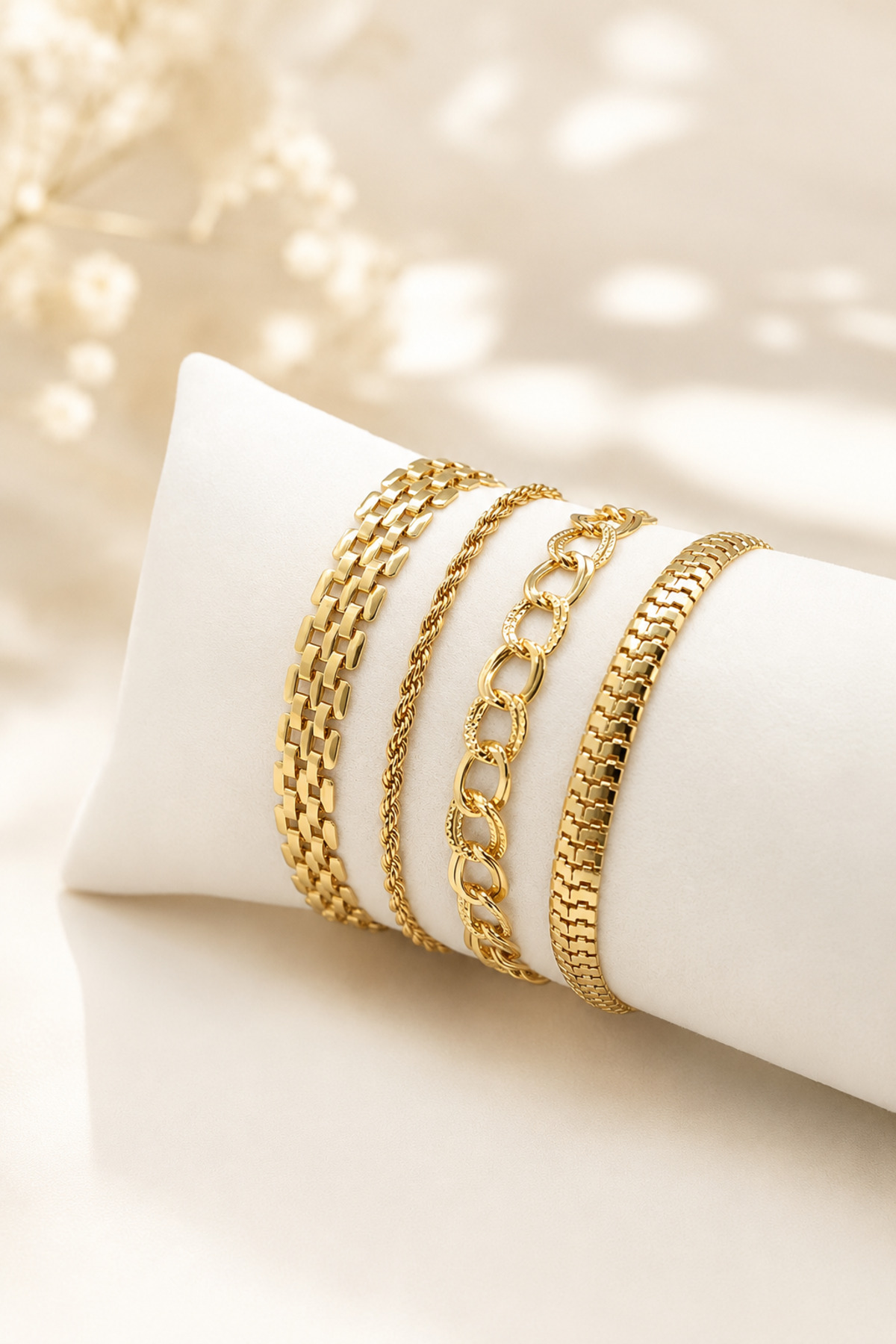 Gold Color 4-Piece Twist & Milky Way Women's Bracelet Combination