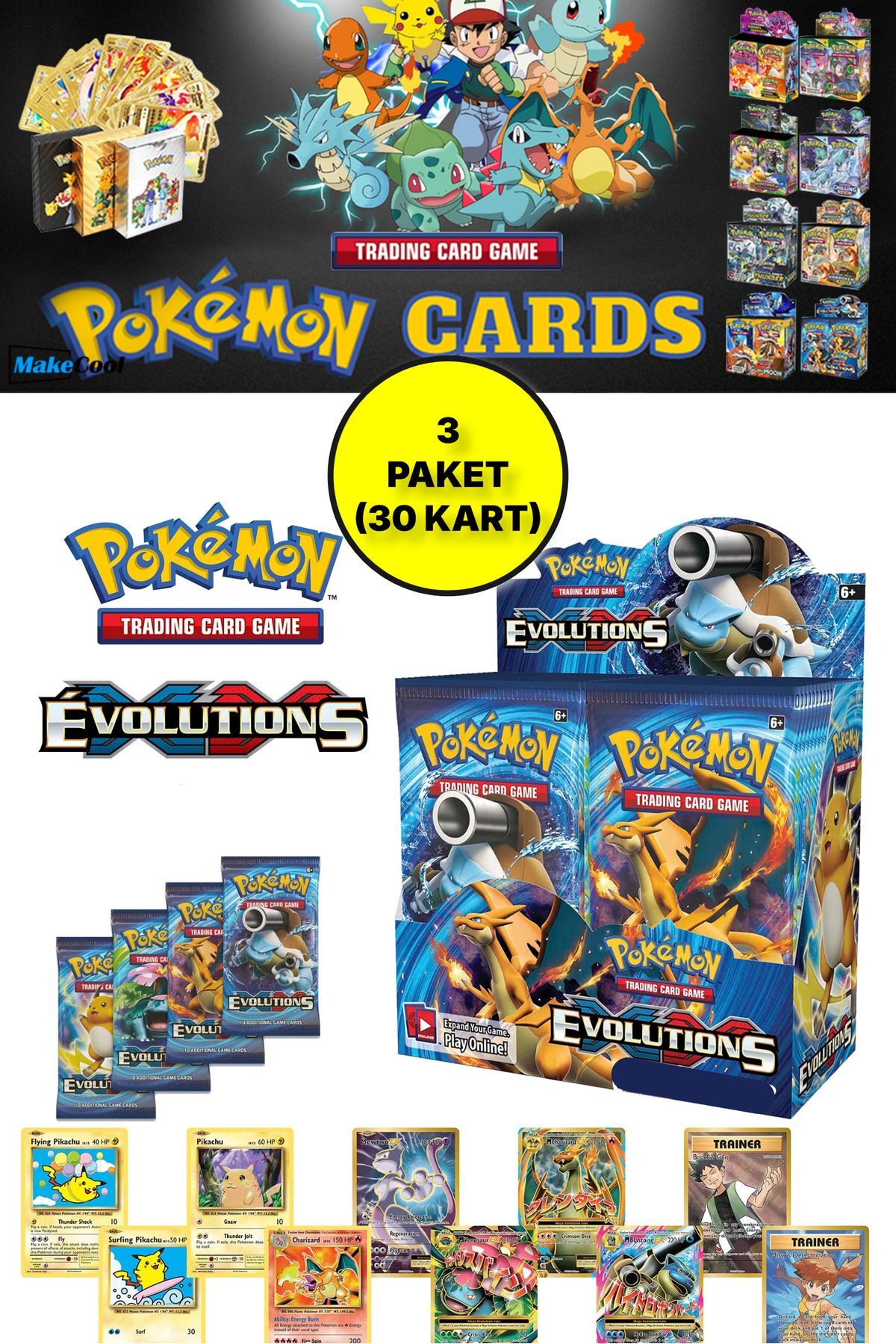 TOYFEST Pokemon Oyun Kartı TCG XY Evolutions Booster Pack - 2