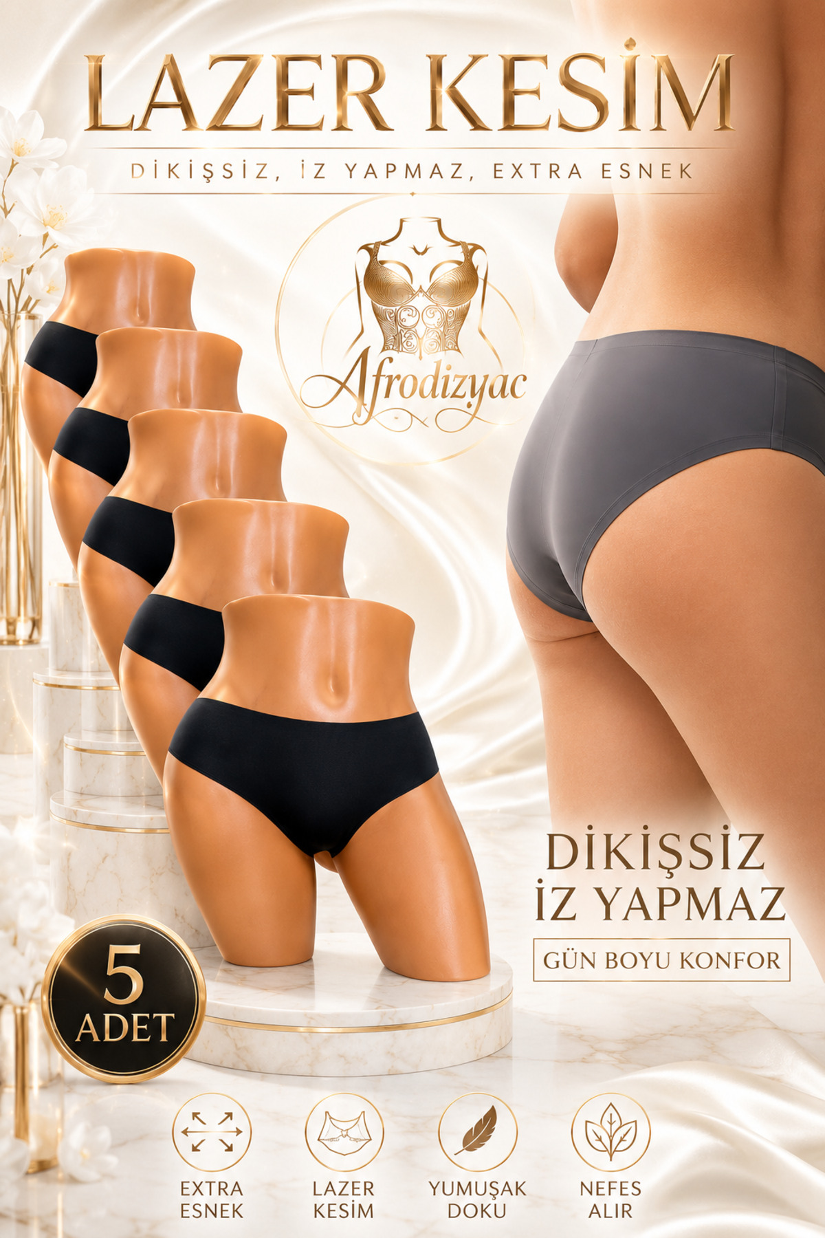 Afrodizyac 5'li Dikişsiz İz yapmaz Tayt Ve Pantolon Kilotu