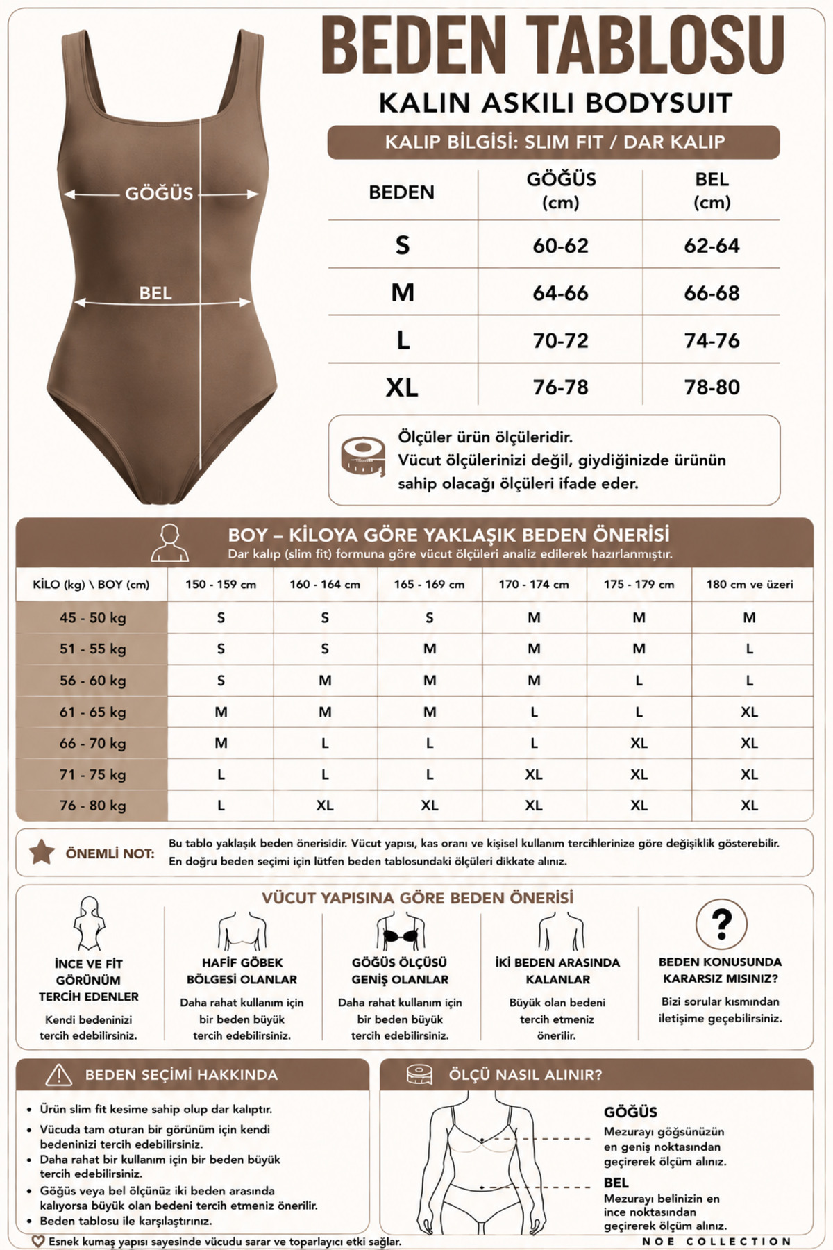 Kadın Kare Yaka Kalın Askılı Çıtçıtlı Body Slim Fit Dar Kalıp Likralı Bodysuit - Kahverengi 5