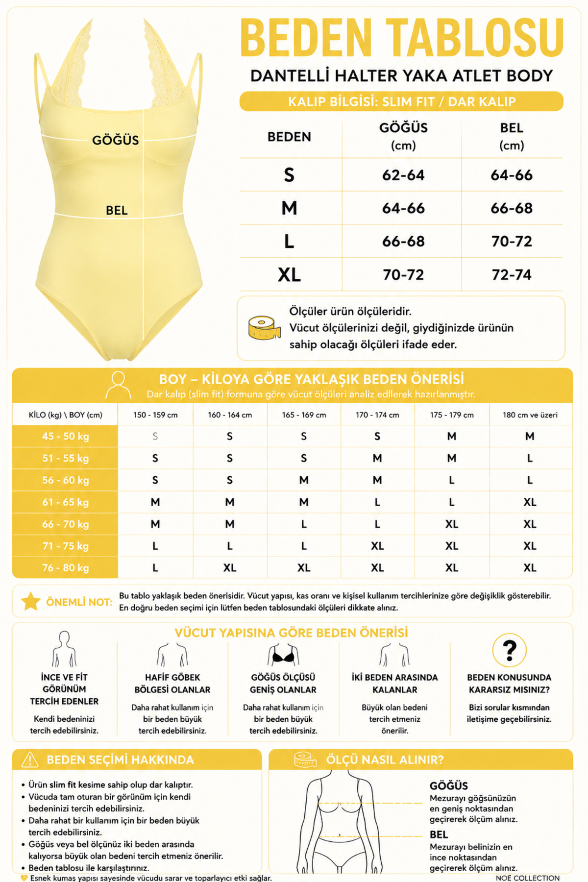 Kadın Dantel Yaka İnce Askılı Çıtçıtlı Body Slim Fit Dar Kalıp Likralı Bodysuit - Sarı 5
