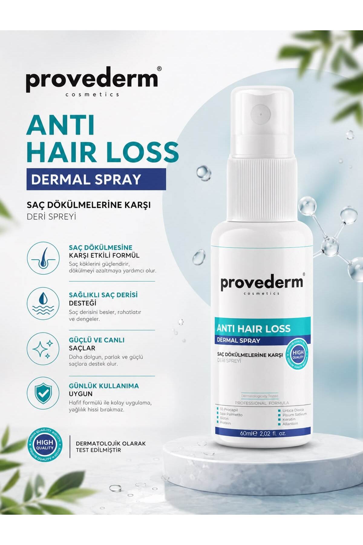 Saç Dökülmesine Karşı Serum - Anti Hair Loss Dermal Spray 60 ML — 8684378794239 — تصویر 4 از 5