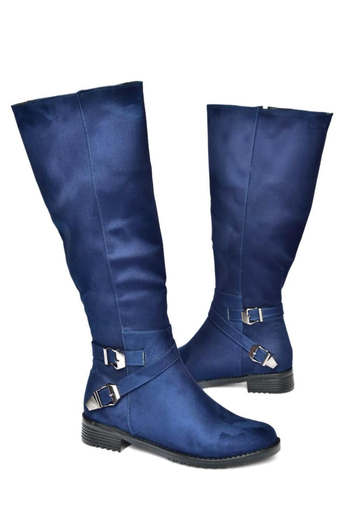 Fox Shoes Lacivert Süet Kadın Çizme E726203402 görsel 4