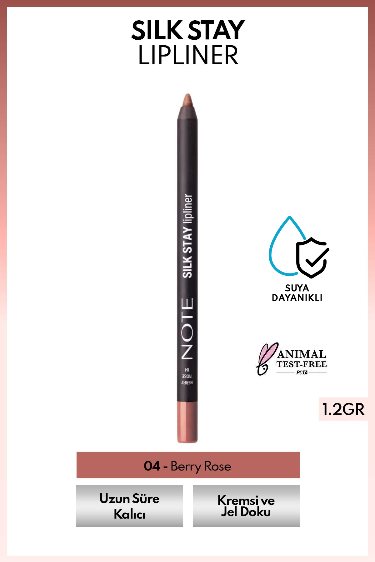 NOTE Silk Stay Lipliner Suya Dayanıklı İpeksi Dudak Kalemi - 04 Berry Rose - Nude — صورتی LPL SILK STAY
