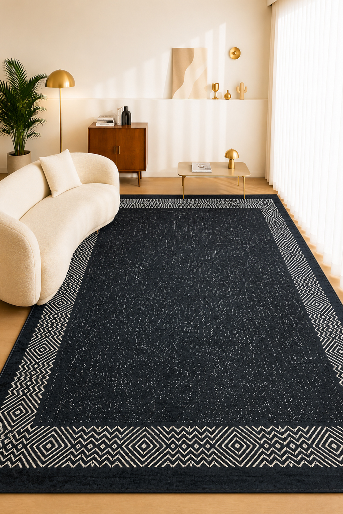 Connexion Machine Washable Anti-Slip Base Stainproof Digital Living Room Rug Kitchen Rug and Runner