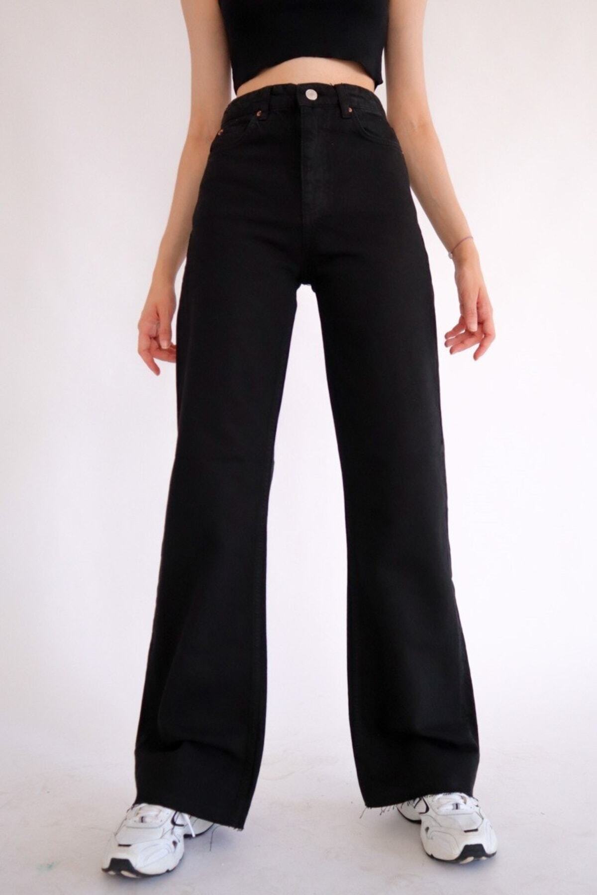 Carry Women's Black Super High Waist Wide Leg Jeans - Wide Leg Jeans