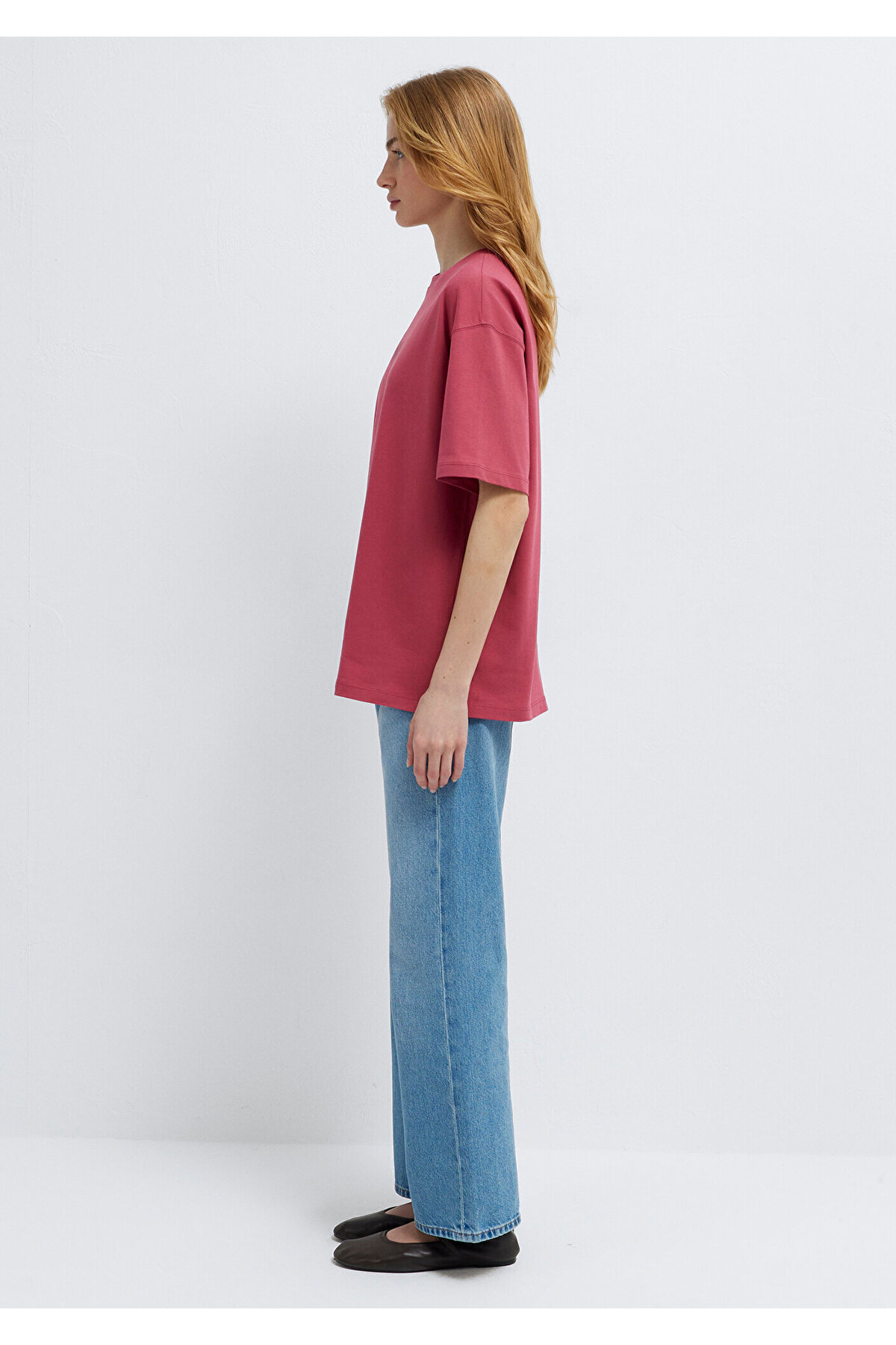 Mavi  Logo Baskılı Pembe Tişört Loose Fit / Bol Rahat Kesim 1613884-70398 - Görsel 4