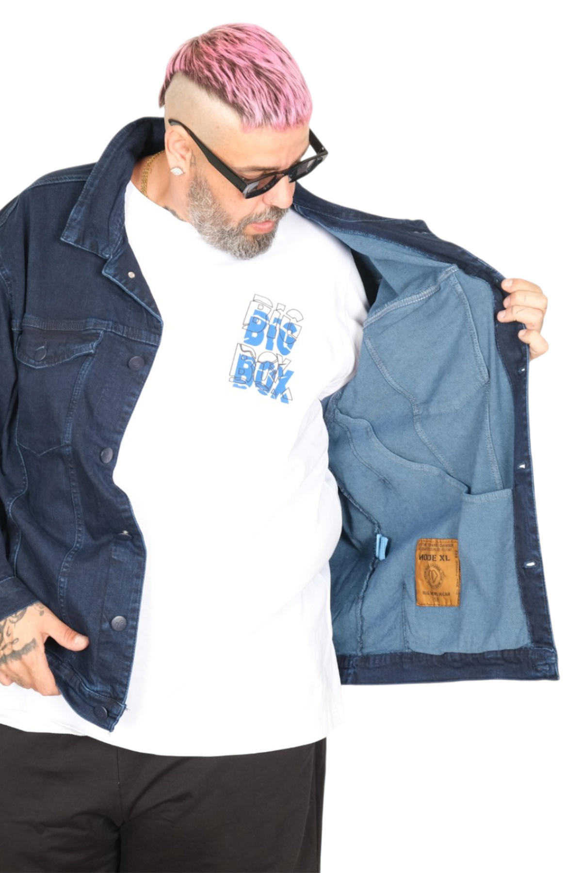 ModeXL Mode Xl Büyük Beden Erkek Kot Mont Lopez 22800 Lacivert görsel 5