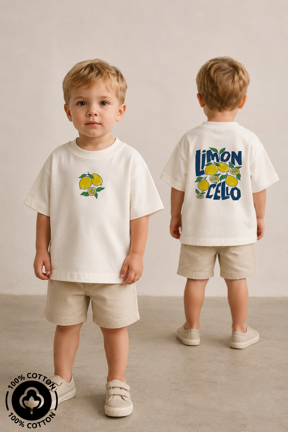 Miniel Unisex Children's Crew Neck Printed 100% Cotton Oversize T-Shirt Baby-Child