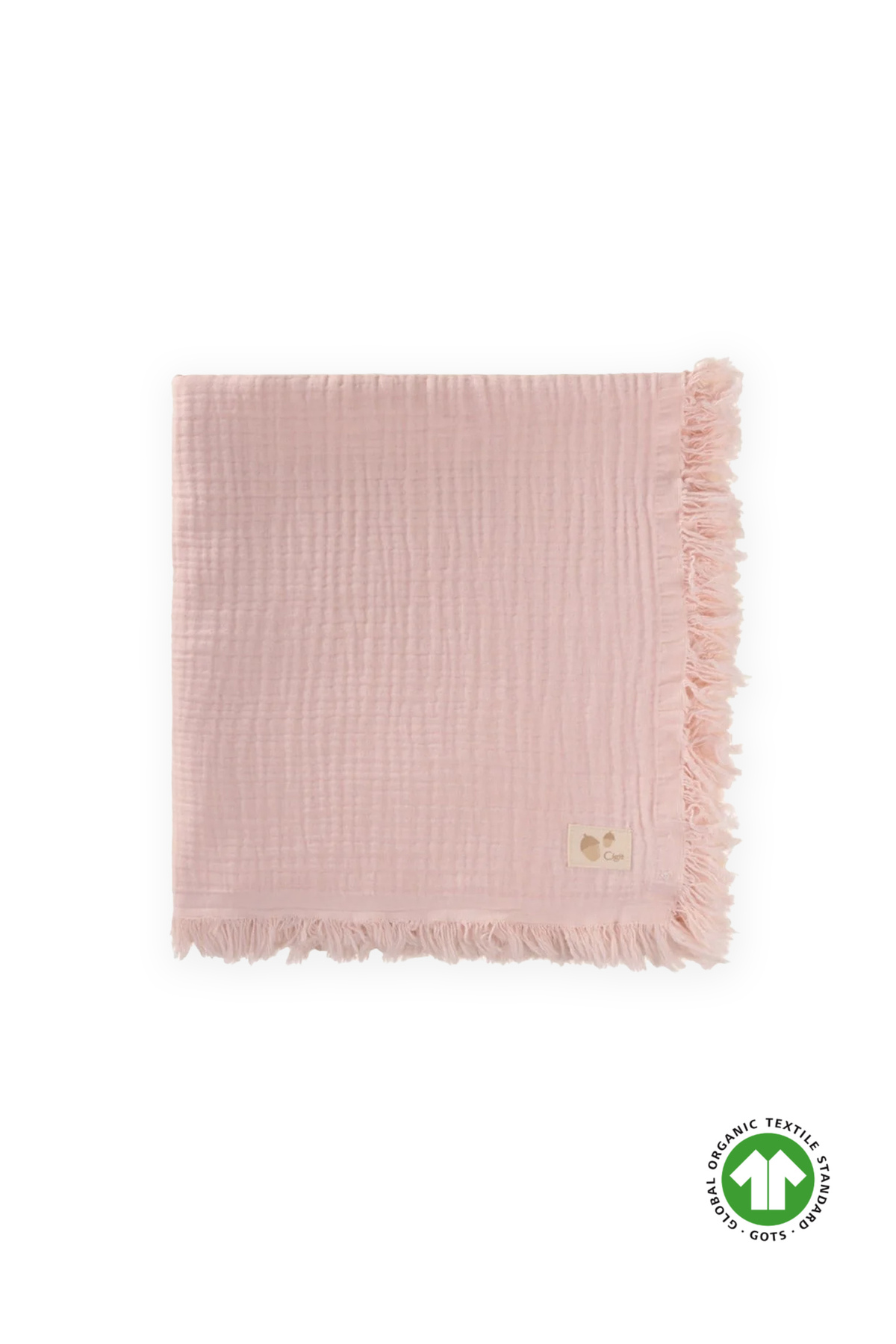 Four Layers Tassel Organic Muslin Blanket 80X120 Cm Powder Pink