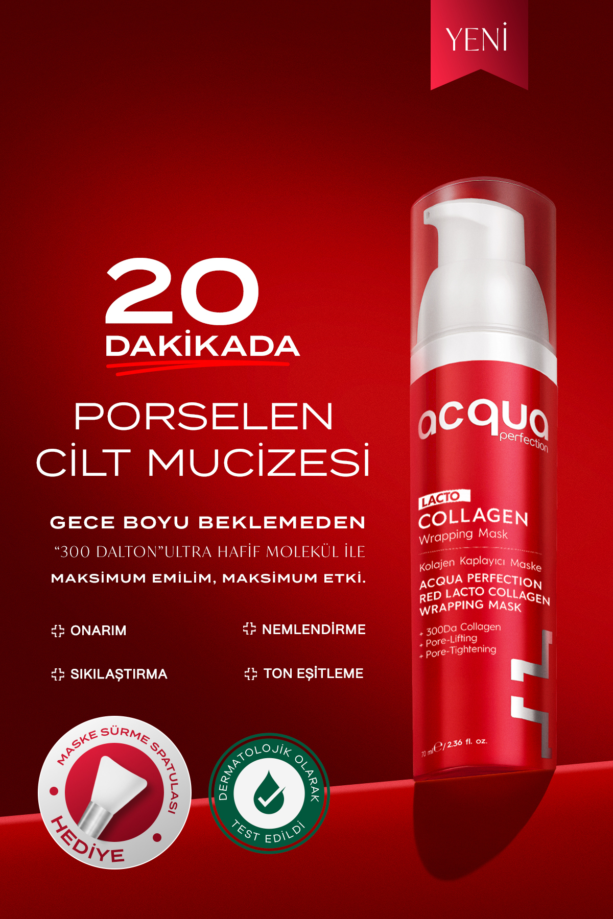 Acqua Perfection Collagen | Nemlendirici Gözenek Kırışıklık Karşıtı Kolajen Porselen Cam Cilt Soyulabilir Maske 70 ml — ACP0022