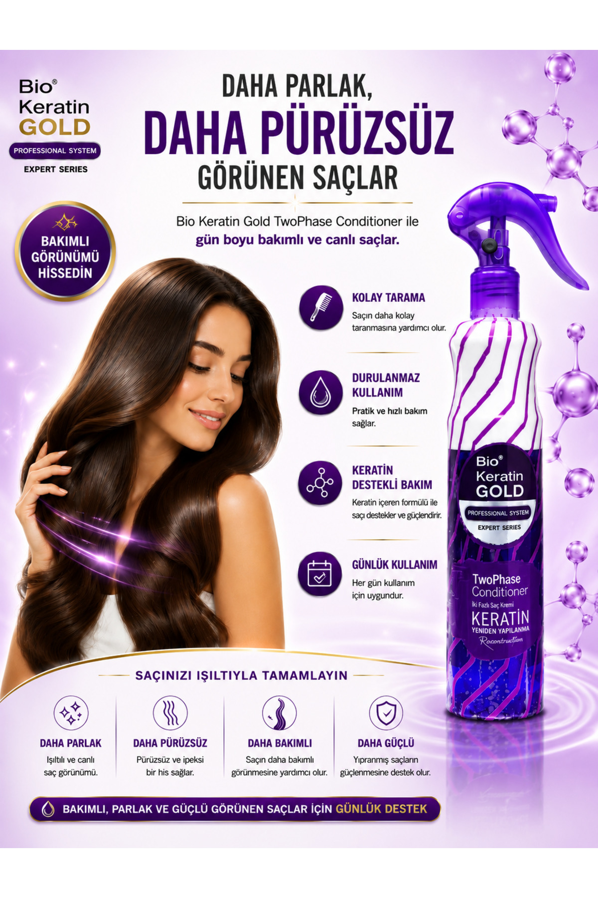 Keratinli Çift Fazlı Fön Suyu 400 Ml — A036 — تصویر 6 از 7