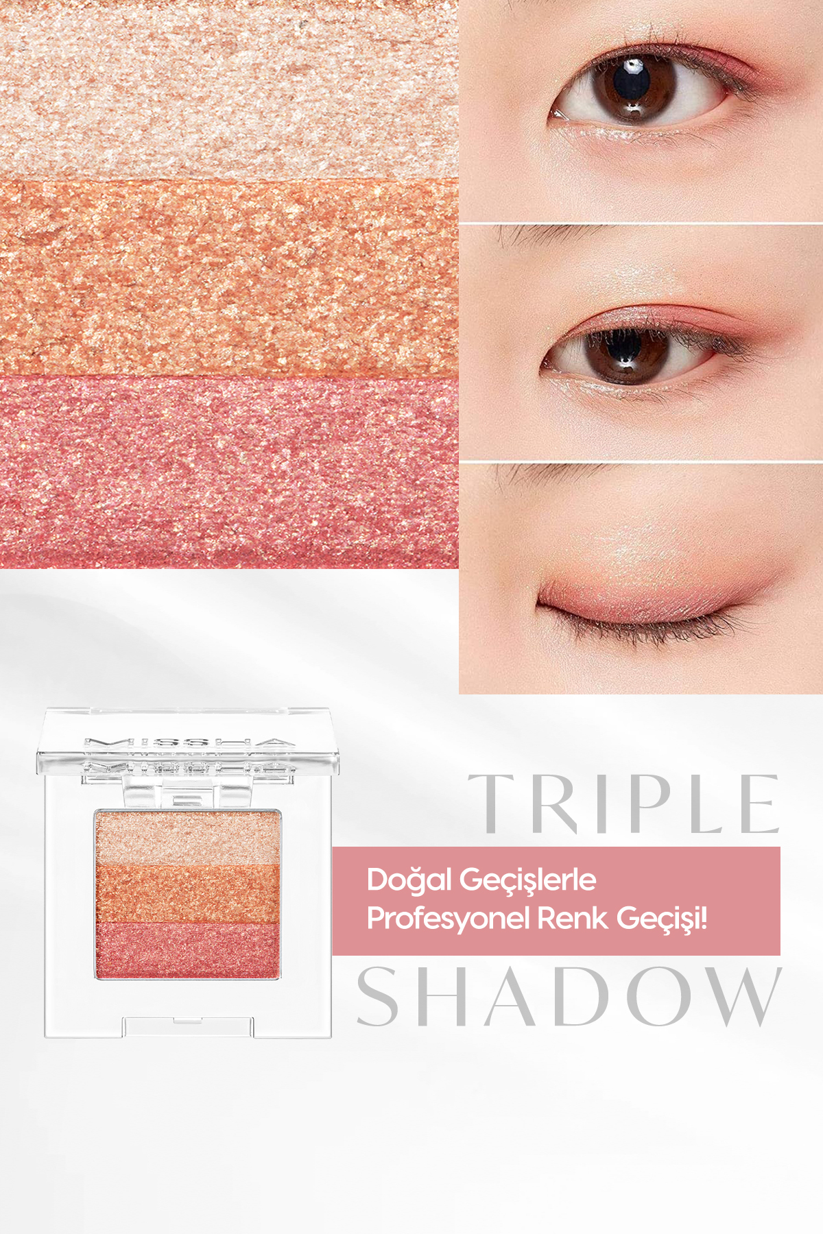 Yumuşak Dokulu, Dökülme Yapmayan 3 Renkli Göz Farı Triple Shadow (19 Love Charm) — نارنجی 111597 — تصویر 3 از 9
