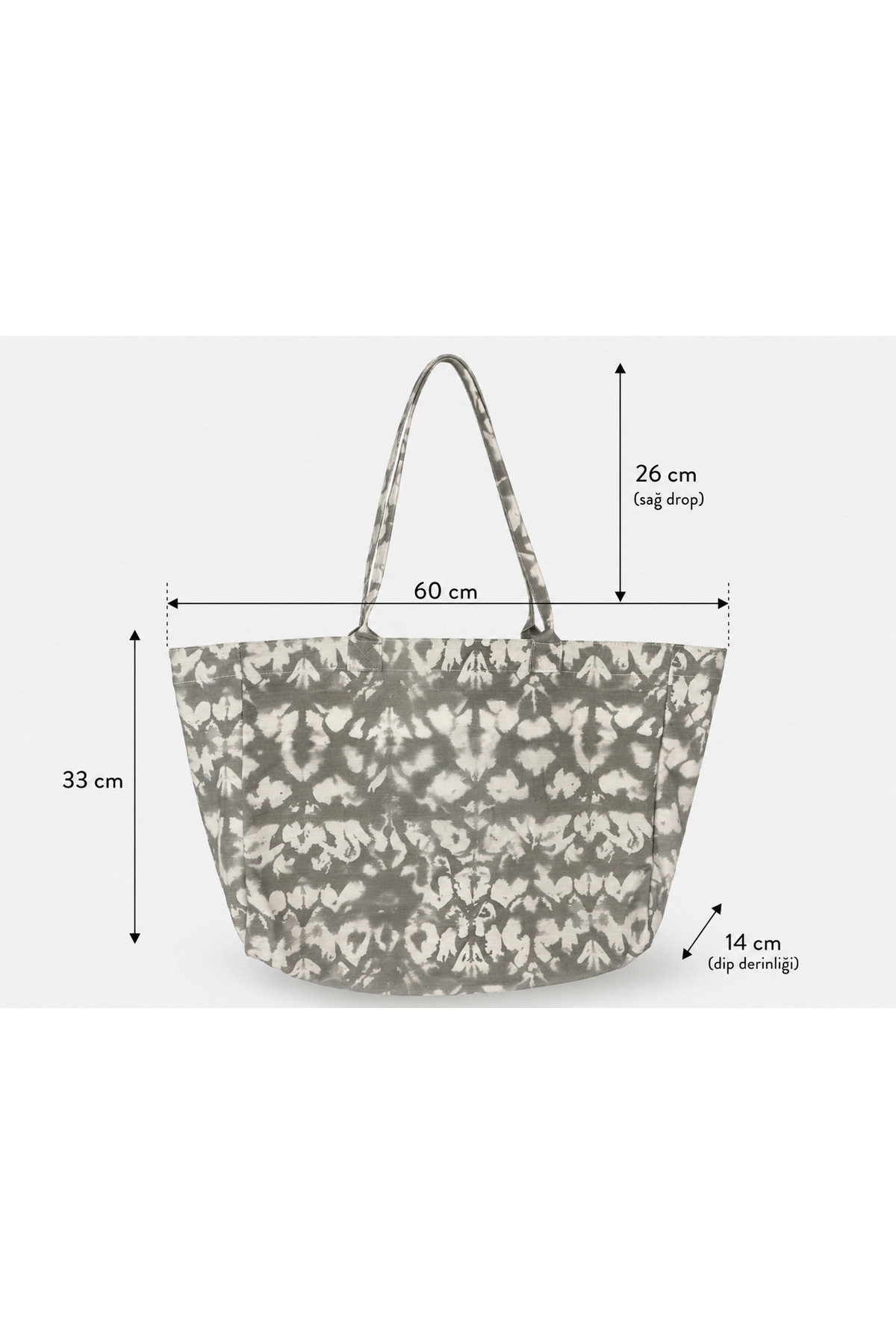 ICONE BAG Icone Gri Degrade Baskılı Kanvas Omuz Çantası, Gri Degrade Plaj Çantası, Plaj Çantası, Beach Bag görsel 7