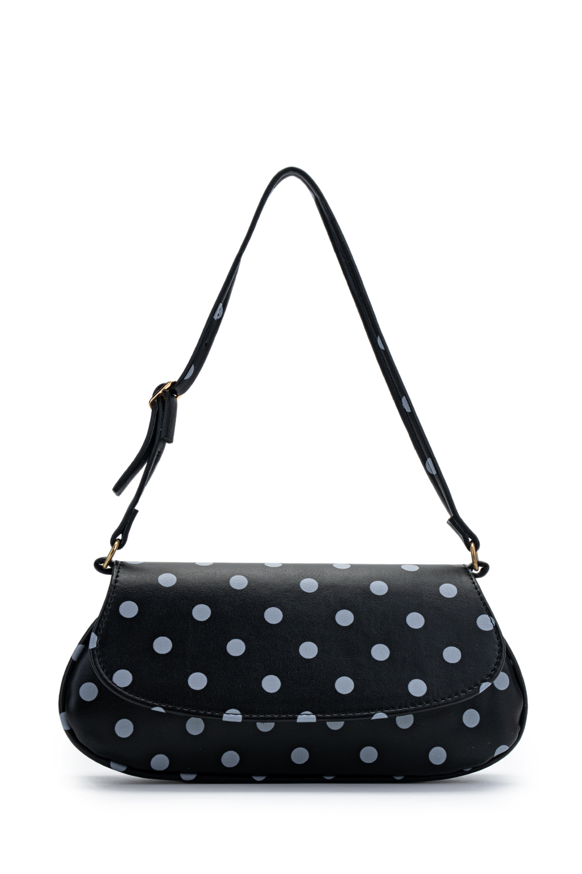 Mini Baguette Women Sleeve Bag Betty Black Polka Dot with Cover Detail