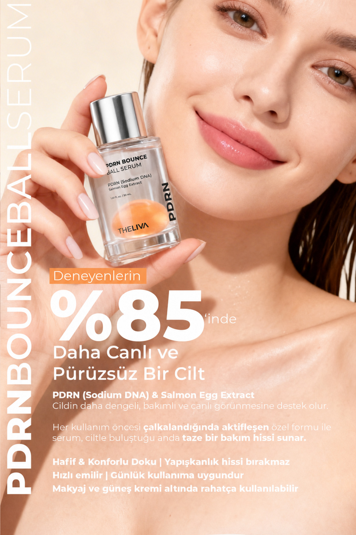 PDRN Dual Bounce Ball Serum, Çift Fazlı Essence Cilt Işıltısını Destekleyen Gençlik Serumu 30 ml — Cilt-C-serumu-somon-2 — تصویر 6 از 8