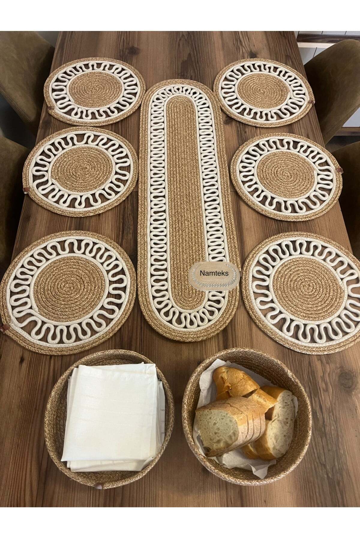 jute, american service set, runner, underplate, souvenir, tablecloth set, food service set