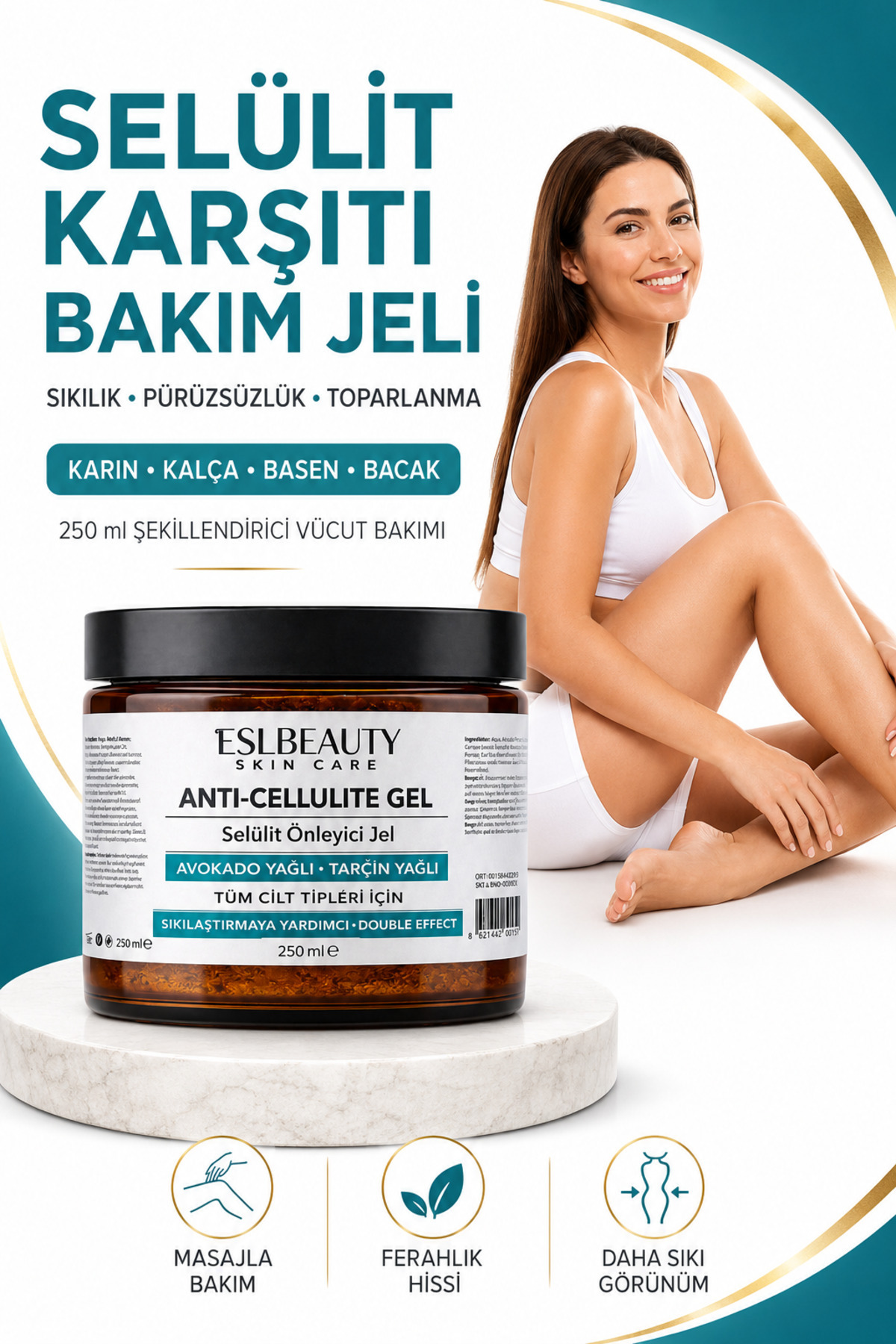 Sıkılaştırıcı Selülit Jeli 250 ml – Çatlak Karşıtı & Nemlendirici Bakım — 989858 — تصویر 3 از 8