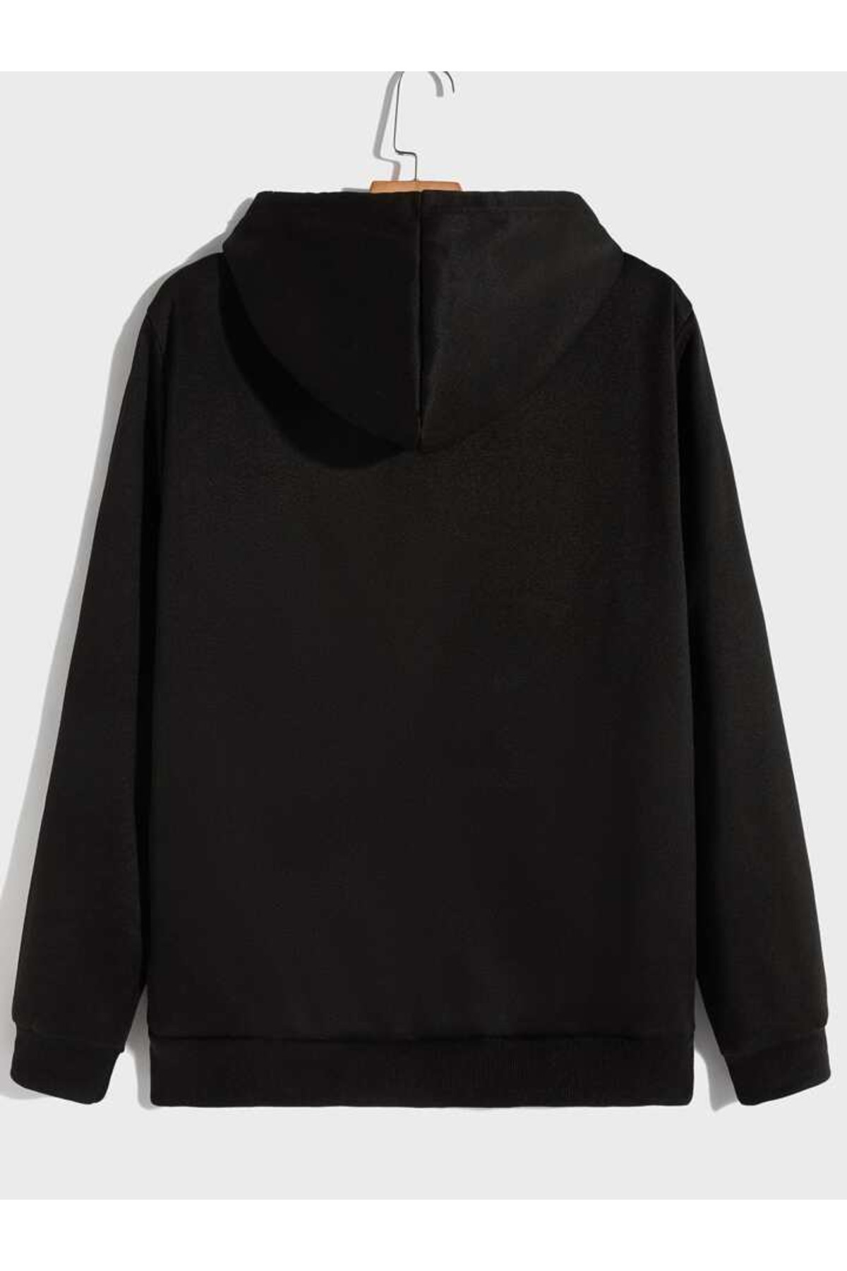 Boi Desensiz Sweatshirt Fermuarlı Hırka - Siyah Oversize Cepli Kışlık Kapüşonlu görsel 5