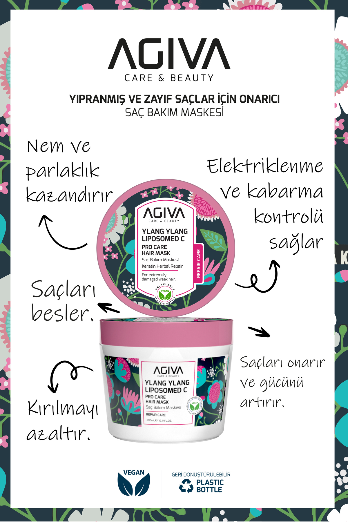 Ylang Ylang Liposomed C Zayıf ve Yıpranmış Saçlar İçin Yoğun Onarıcı Saç Bakım Maskesi 300 ml – Vegan — YLNGMASKE — تصویر 3 از 6
