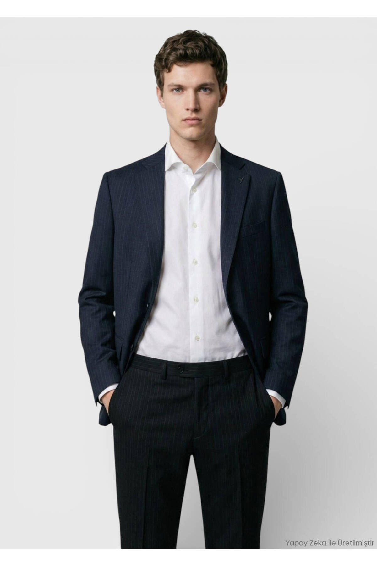 Ramsey Antrasit Çizgili Modern Fit %100 Yün Takım Elbise görsel 2