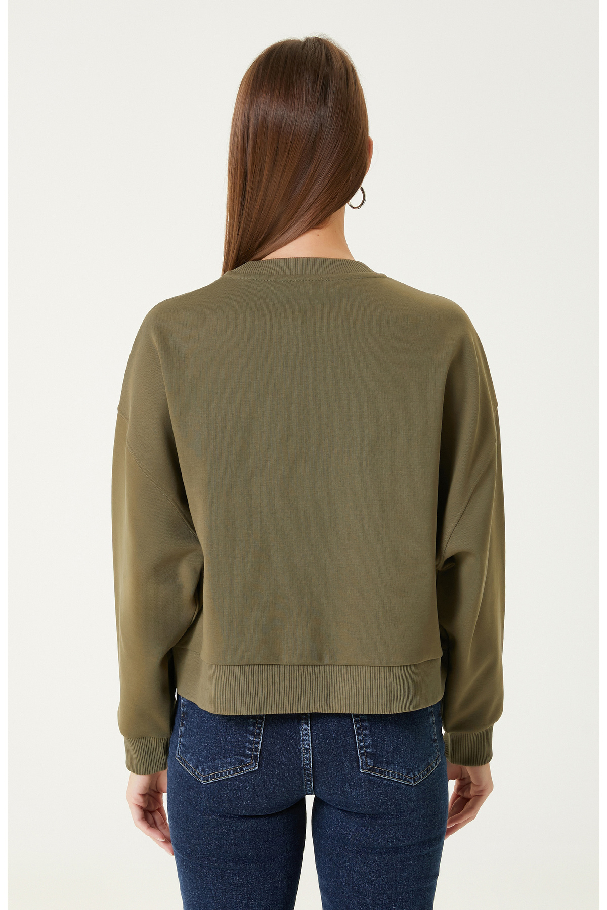 Network Haki Taş Baskılı SweaTshirt görsel 6