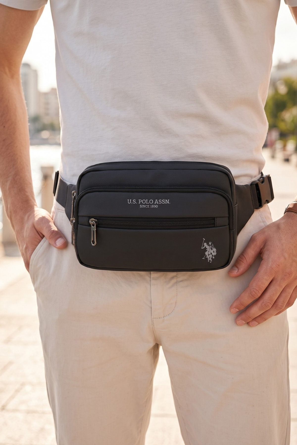 U.S. Polo Assn. US Polo Assn 24492 Unisex bel çantası omuz çantası SİYAH görsel 2