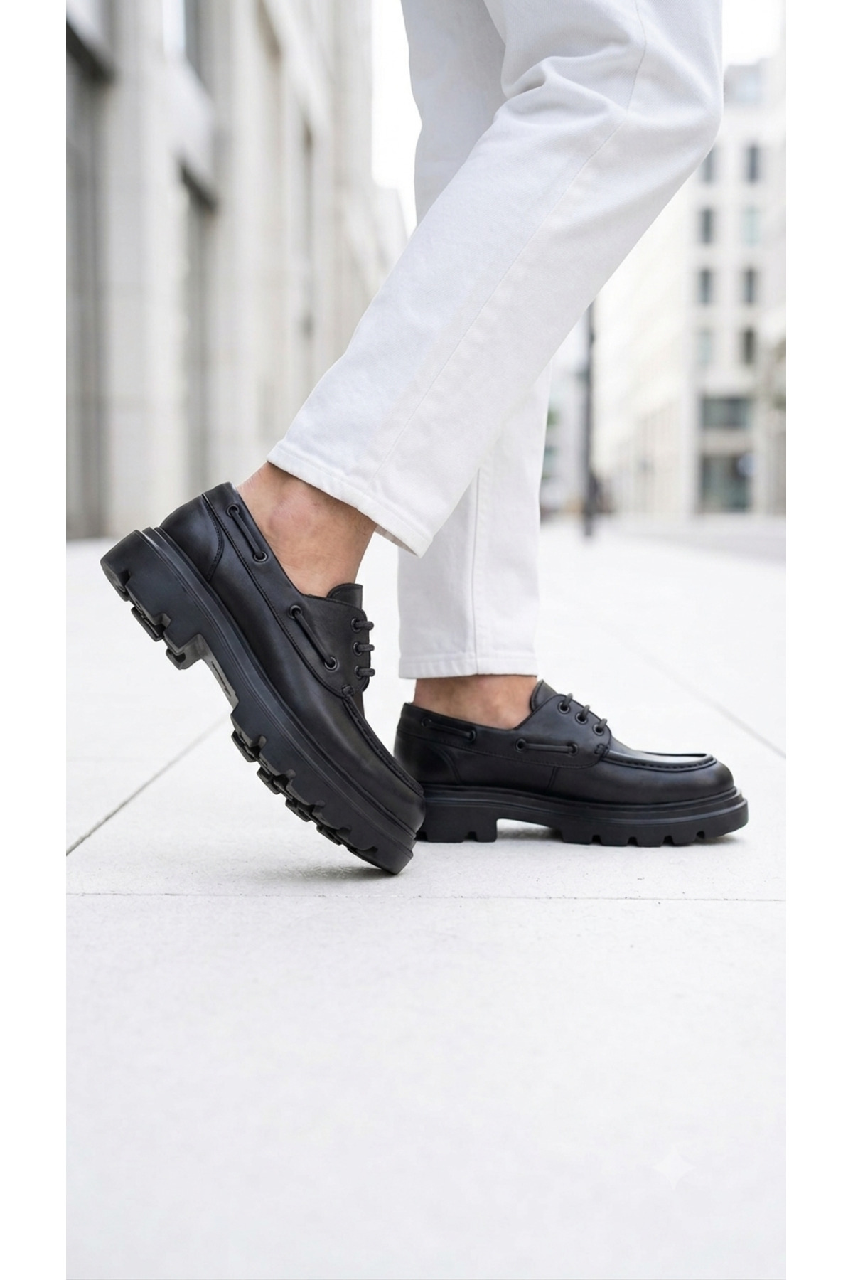 Oneka Shoes Erkek günlük deri bağcıklı siyah antik 1308245001