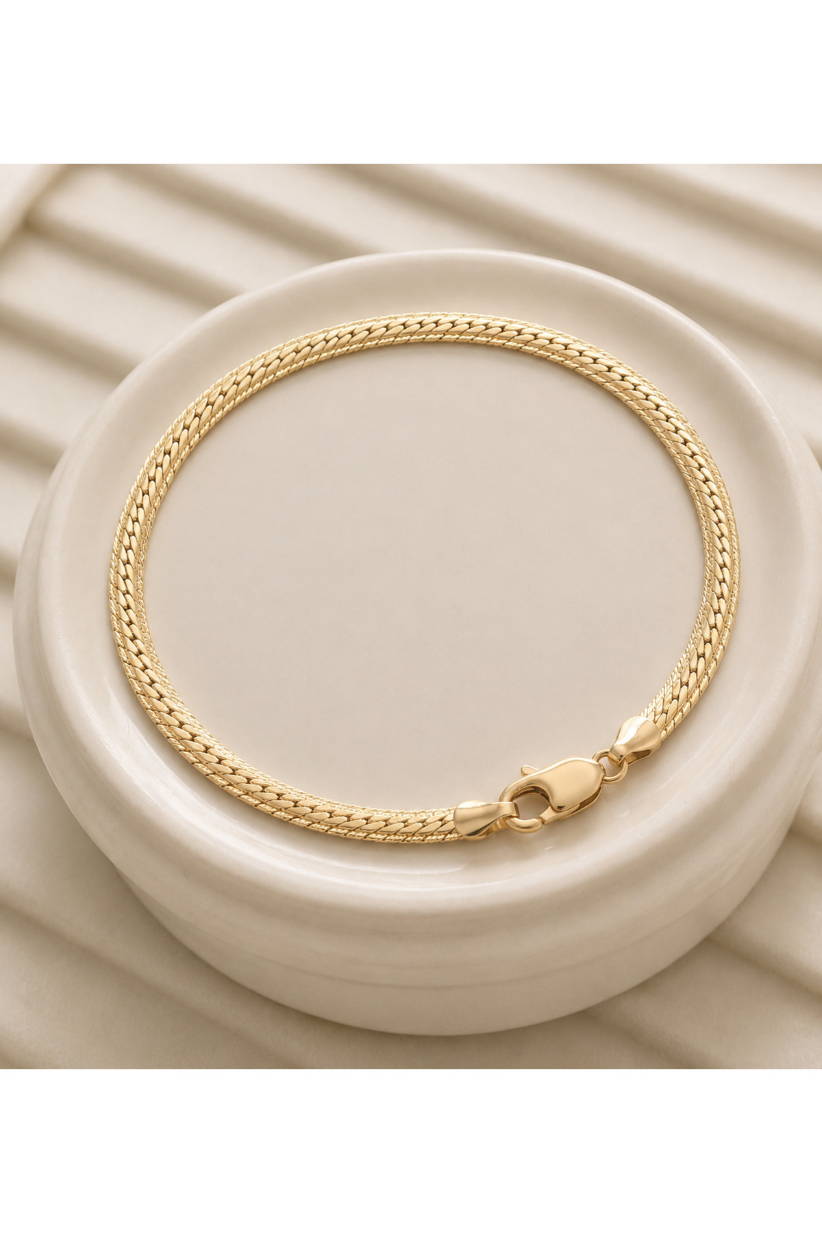 GOSEA Unisex Gold Örgü Çelik Zincir Bileklik, Yüksek Kalite Kararma ve Solma Yapmaz Şık Tasarım