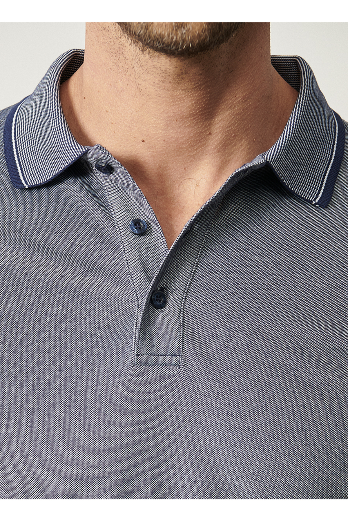 AC&Co / Altınyıldız Classics Erkek Çekmeyen Pamuklu Kumaş Slim Fit Dar Kesim Lacivert Kıvrılmaz Polo Yaka Tişört görsel 7