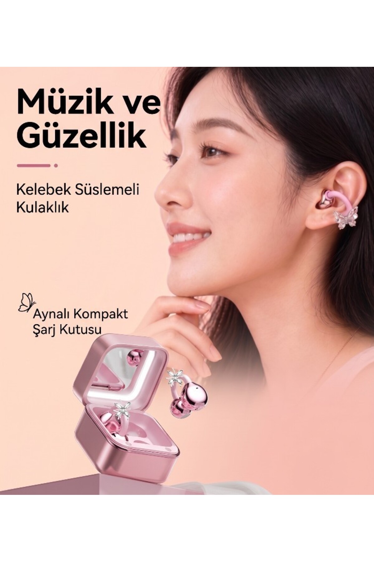 lstri Klipsli Kulaklık, Kablosuz Bluetooth 6.0 Kulaklık, Mikrofonlu, 40 Saat Çalma Süresi, IPX5 Su Geçirmez, Taşınabilir Dolgu Işığı ve Makyaj Aynası, Koşu, Spor, Küçük Kulaklar ve Fitness İçin Güvenli