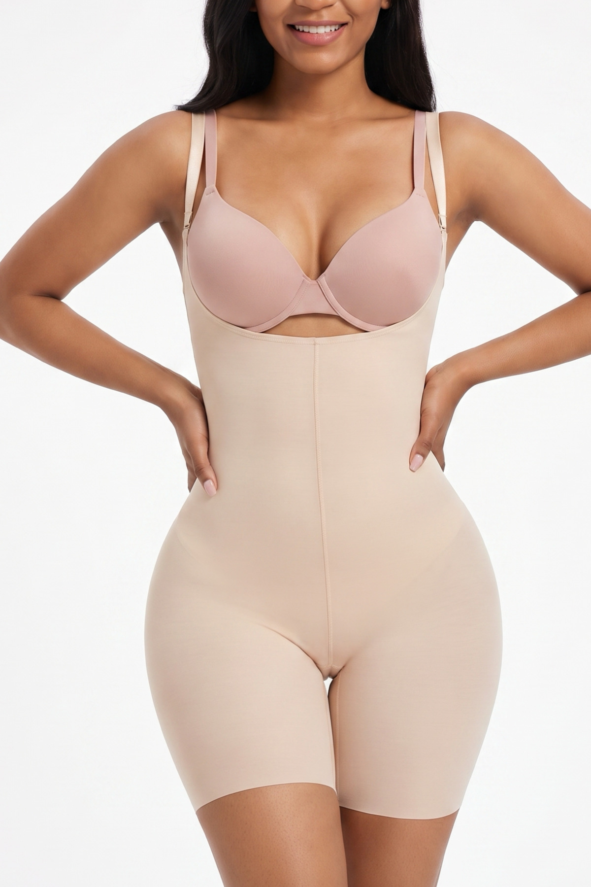 MİSTİRİK Pagliye Model Lazer Kesim İz Yapmayan Askılı Şort Toparlayıcı Korse Ten Renk görsel 5