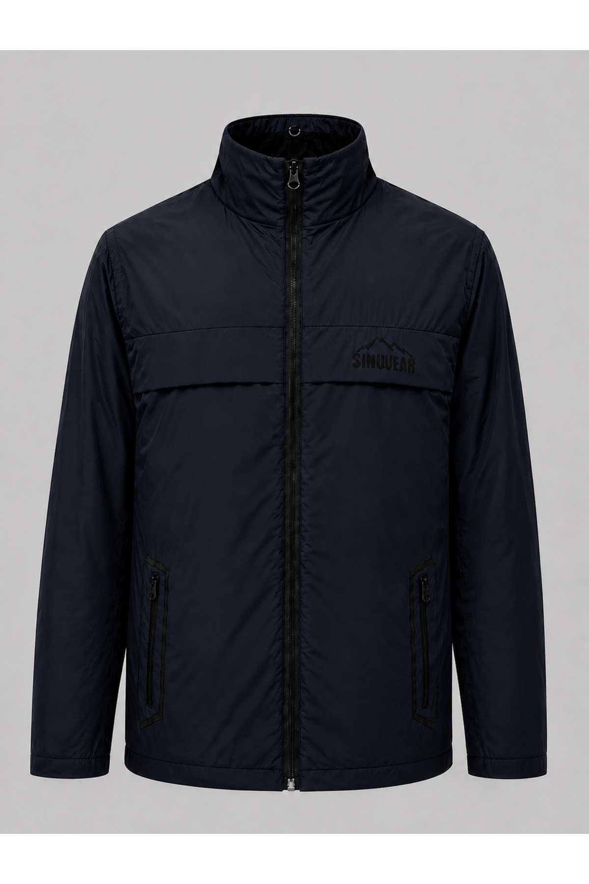 Sınwear Erkek Lacivert Baharlık Su ve Rüzgar Geçirmez Mont Dik Yaka Mevsimlik Fermuarlı Spor Outdoor Ceket görsel 6