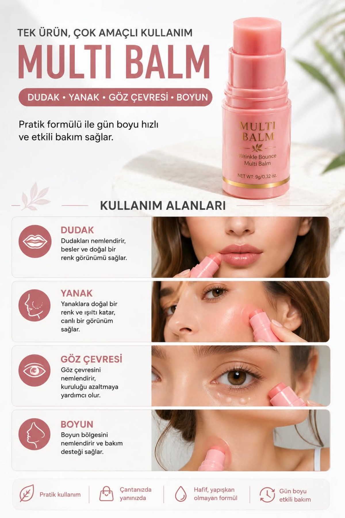 استیک مرطوب کننده و ضد چروک تقویت کننده کلاژن، مولتی بالم ۹ گرمی — MBALM9G — تصویر 4 از 4