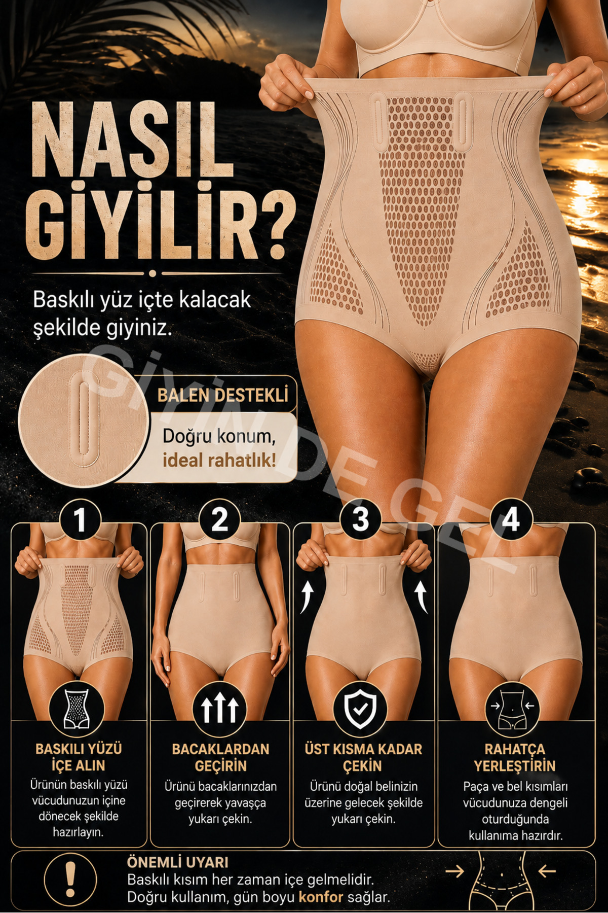 giyindegel Kadın Yüksek Bel Seamless Toparlayıcı Korse Külot, Dikişsiz Kaymaz Esnek İç Giyim görsel 3