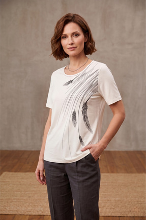 YXL COLLECTION Kadın Büyük Beden Likralı Yaprak Sim Baskılı Kısa Kollu Anne T...