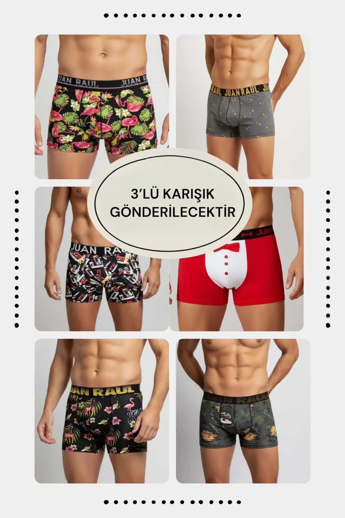 Juan Raul Desenli Boxer 3'lü Avantajlı Karışık Paket görsel 4