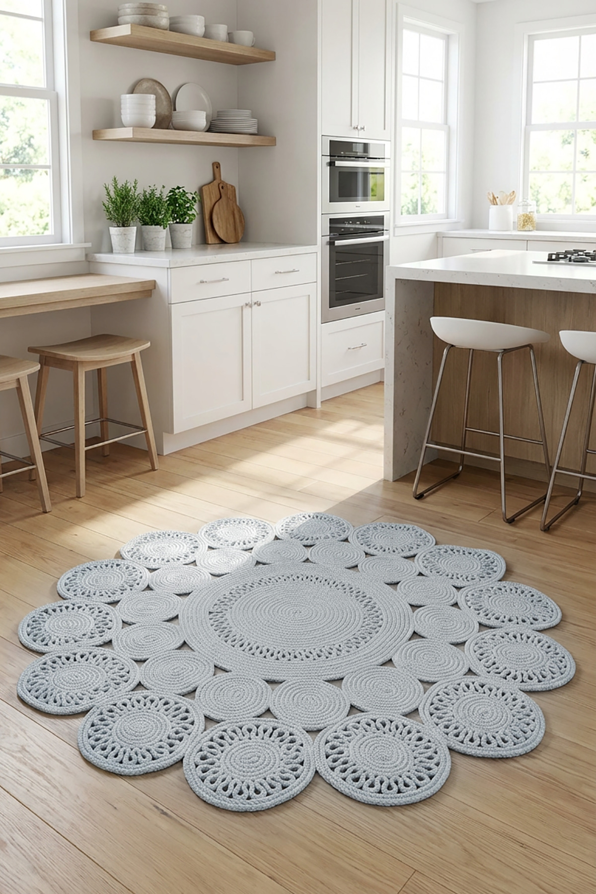 Silva Real Jute Straw Textured Handmade Woven Round Lounge Rug Kitchen Rug Aisle Rug