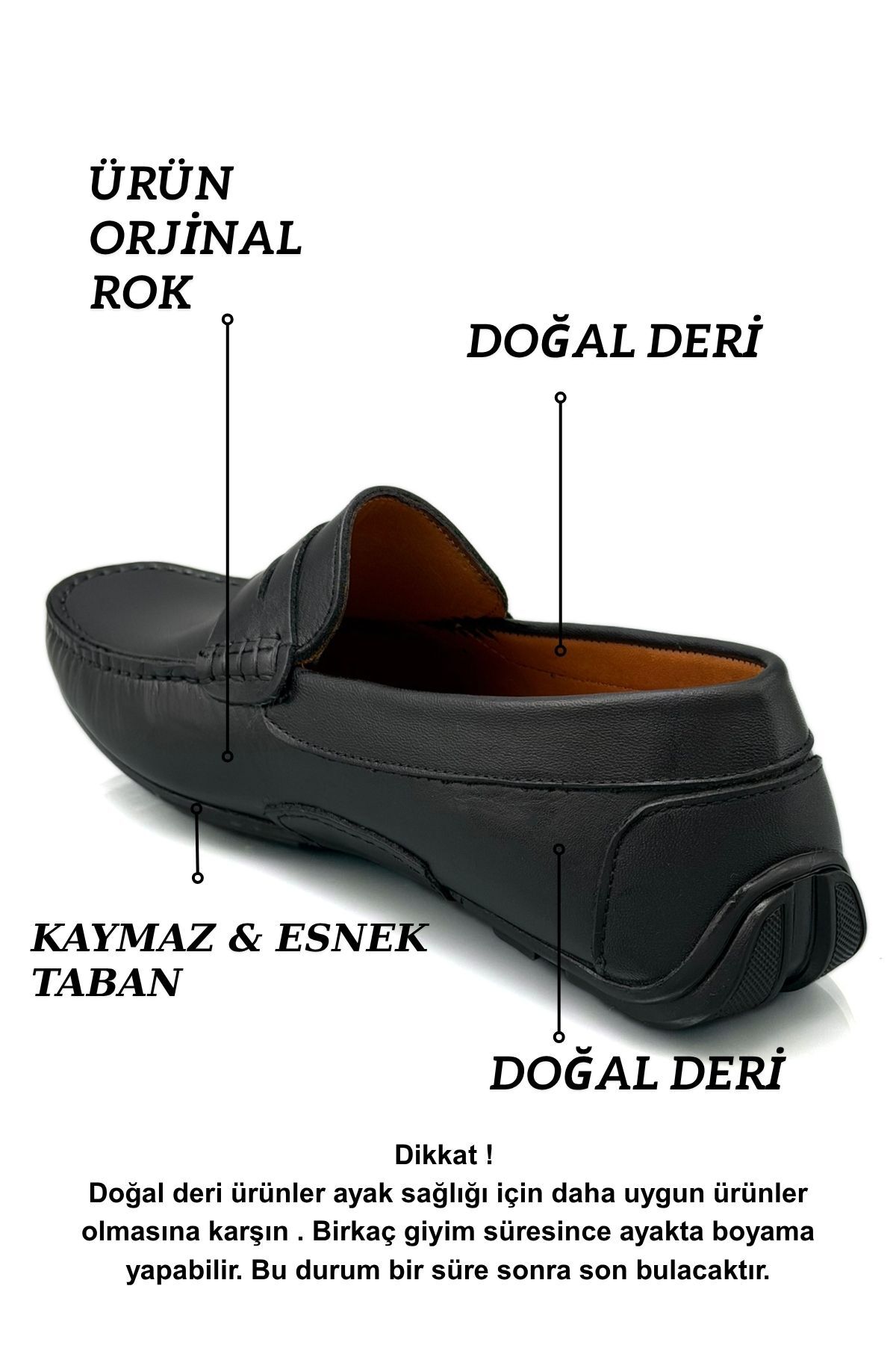 sermoda Erkek Loafer - Hakiki Deri Rok Loafer Erkek Ayakkabı Siyah görsel 4