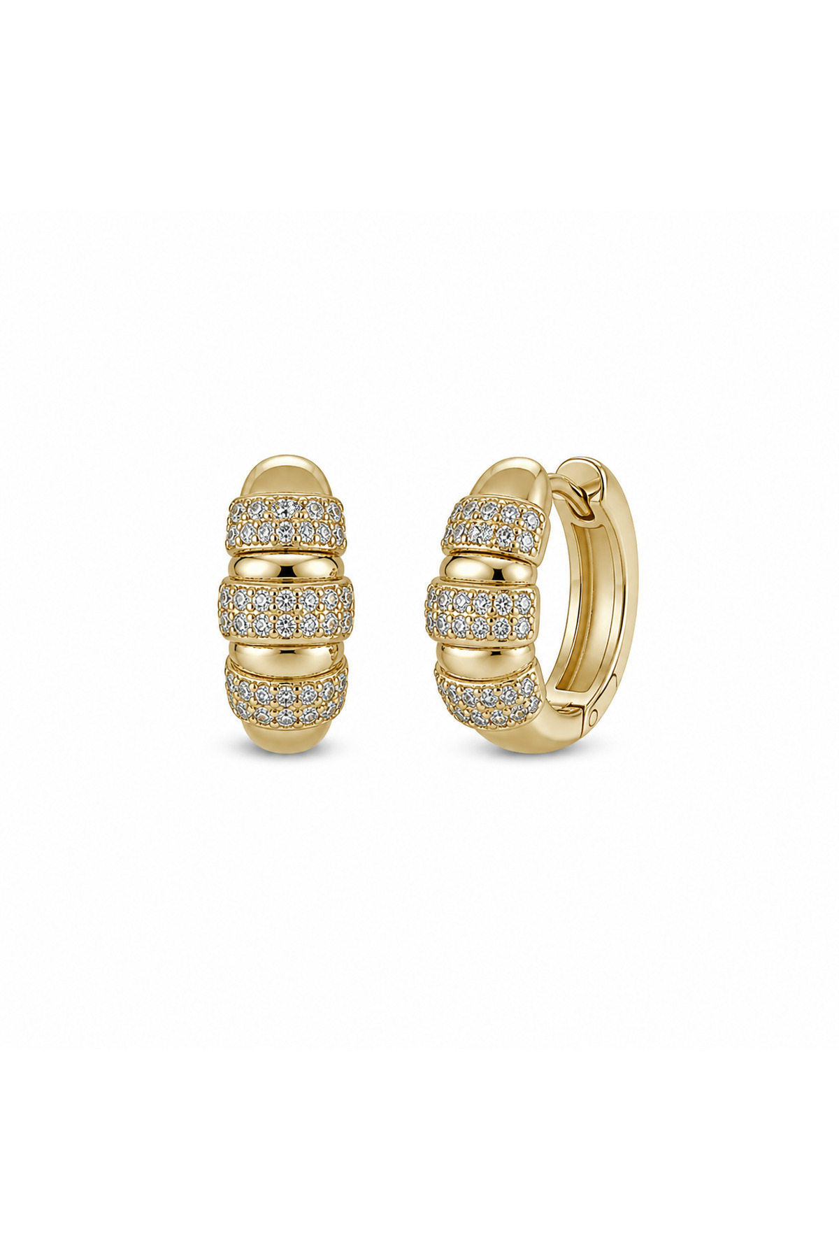 Kadın Gold Renk Taşlı Halka Küpe Çoklu Sıralı Zirkon Detaylı Mini Halka Şık Günlük & Özel Gün Takı