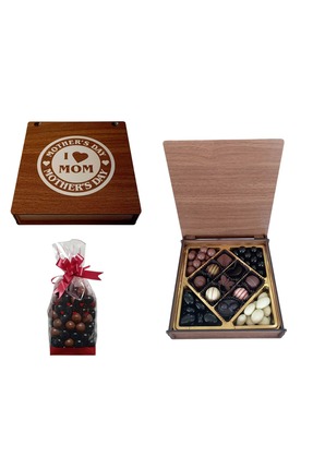 İnci Çikolata Mother's Day Chocolate & Draje (Wooden Gift Box)