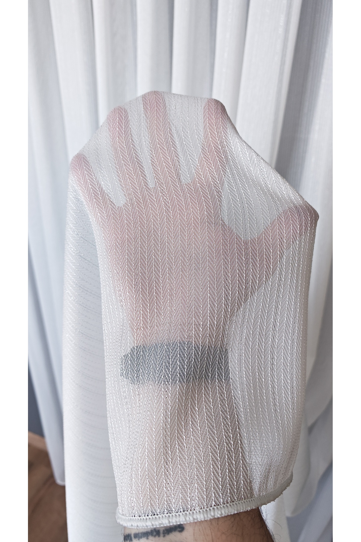 Herringbone Ecru Tulle Curtain 1/2 Rare Pleat Suitable for Every Room No Ironing Heavy Weight Dense