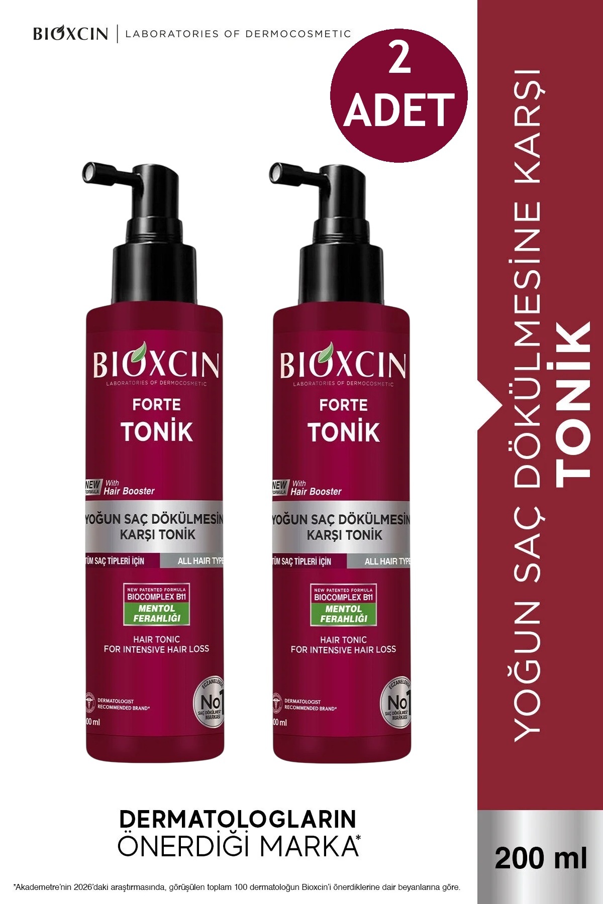 Bioxcin Forte Tonik 200 ml 2 ADET - Mentol Ferahlığı - Yoğun Saç